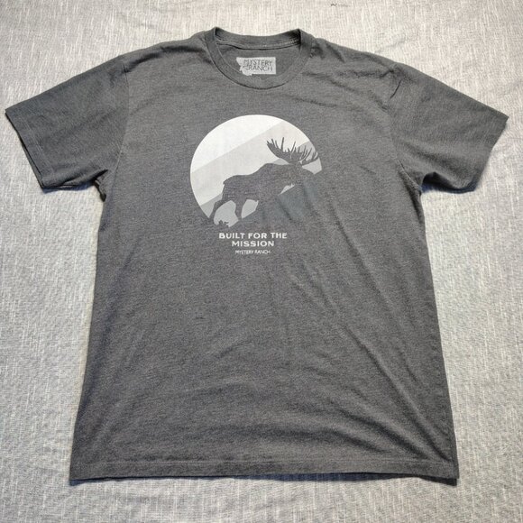Mystery Ranch Backpacks T-Shirt Size Large Gray Moonlight Moose Logo Montana - Picture 1 of 8